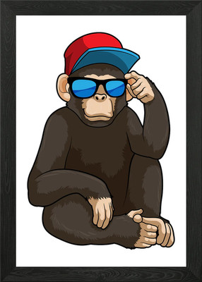 Affe Sonnenbrille Kappe gerahmt Wandbild Poster Leinwanddruck Bild