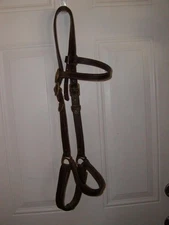 vintage Used Draft horse size halter Leather and brass