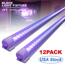 12 Pack Black Light Bar 4FT 40W T8 Integrated Fixture for Showcase Decoration