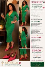 Emerald Italian Lace Dress + Dolce & Gabbana Heels Sz 7 💚 Glam Vegas Set