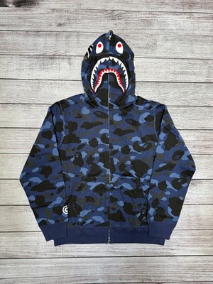 NEW BAPE Color Camo Shark Full Zip Hoodie Navy SS22 Size S-XL SS23