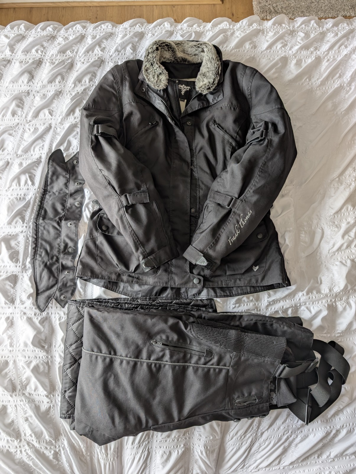 Frank Thomas Women's Lady Rider Motorcycle Jacket And Trousers Size Medium Black