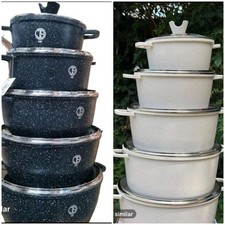 5PC Die Cast Non Stick Stockpot Cooking Pan Pot Set Cookware Induction