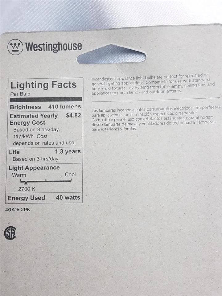 4 Pack Appliance Bulbs 40 Watt - Medium Base E26 - Westinghouse - Free Shipping - Image 3 of 3