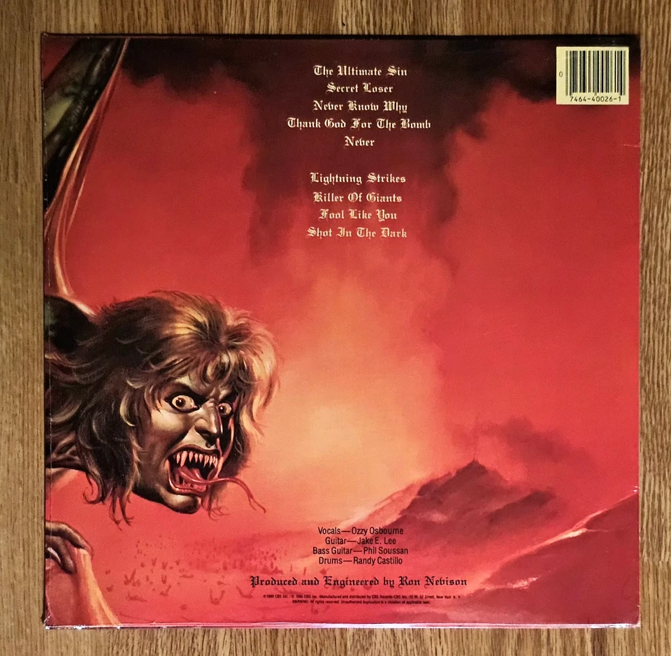 OZZY OSBOURNE The Ultimate Sin FACTORY SEALED FIRST PRESSING with HYPE STICKER - Image 2 of 4