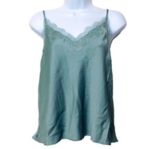 Victorias Secret NEW Camisole Cami Top M Satin Eyelash Lace Seafoam Lace Up Back