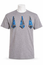 Gray Ethnic African Print T-Shirt XL Tribal Band Tee Wax Tee Unisex Women Men