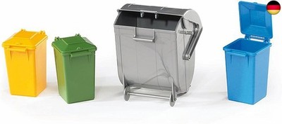bruder 02607 - Zubehör Mülltonnen-Set, 4 Tonnen - 1:16 Abfalltonnen M