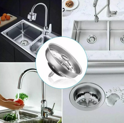 2 Pack Kitchen Sink Drain Stopper Basket Strainer Stainless Steel Waste Plug