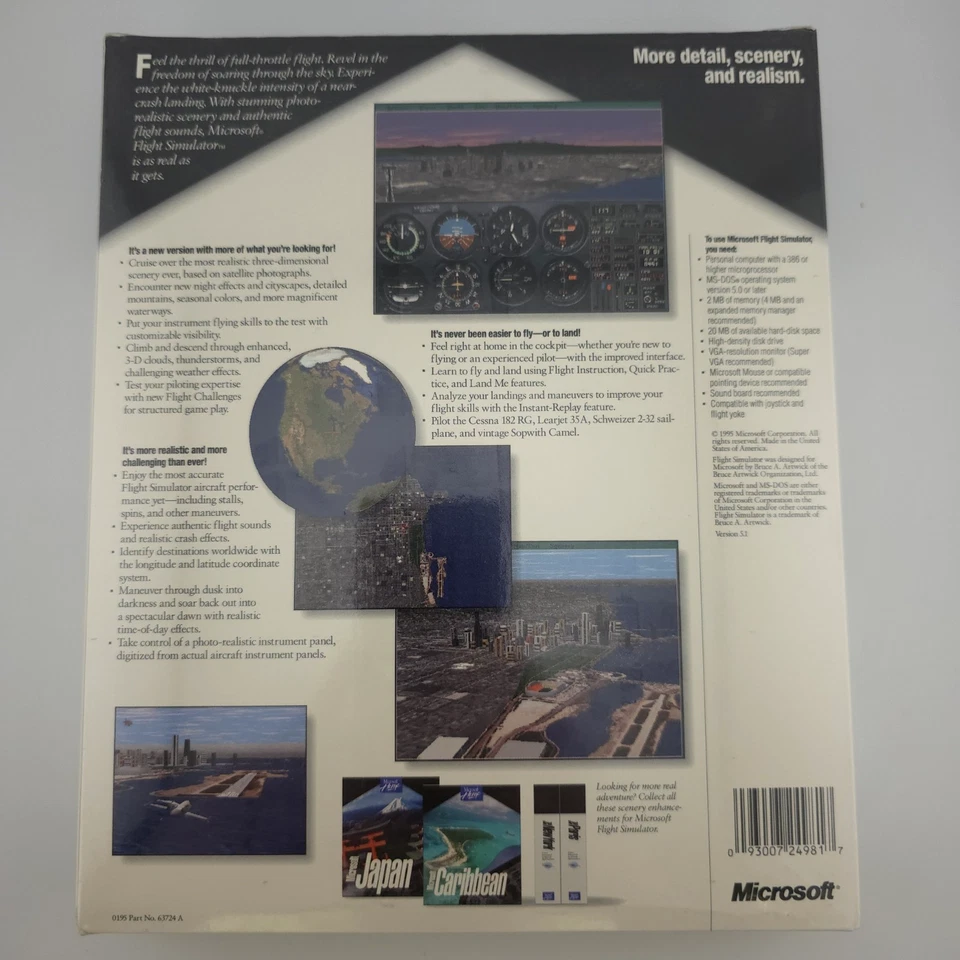 Microsoft Flight Simulator 5.1, 1995, Big Box, New & Sealed - Image 3 of 4