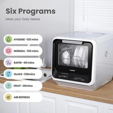 Compact Countertop Dishwasher 6 Programs & Built-In Water Tank - Easy Use 8