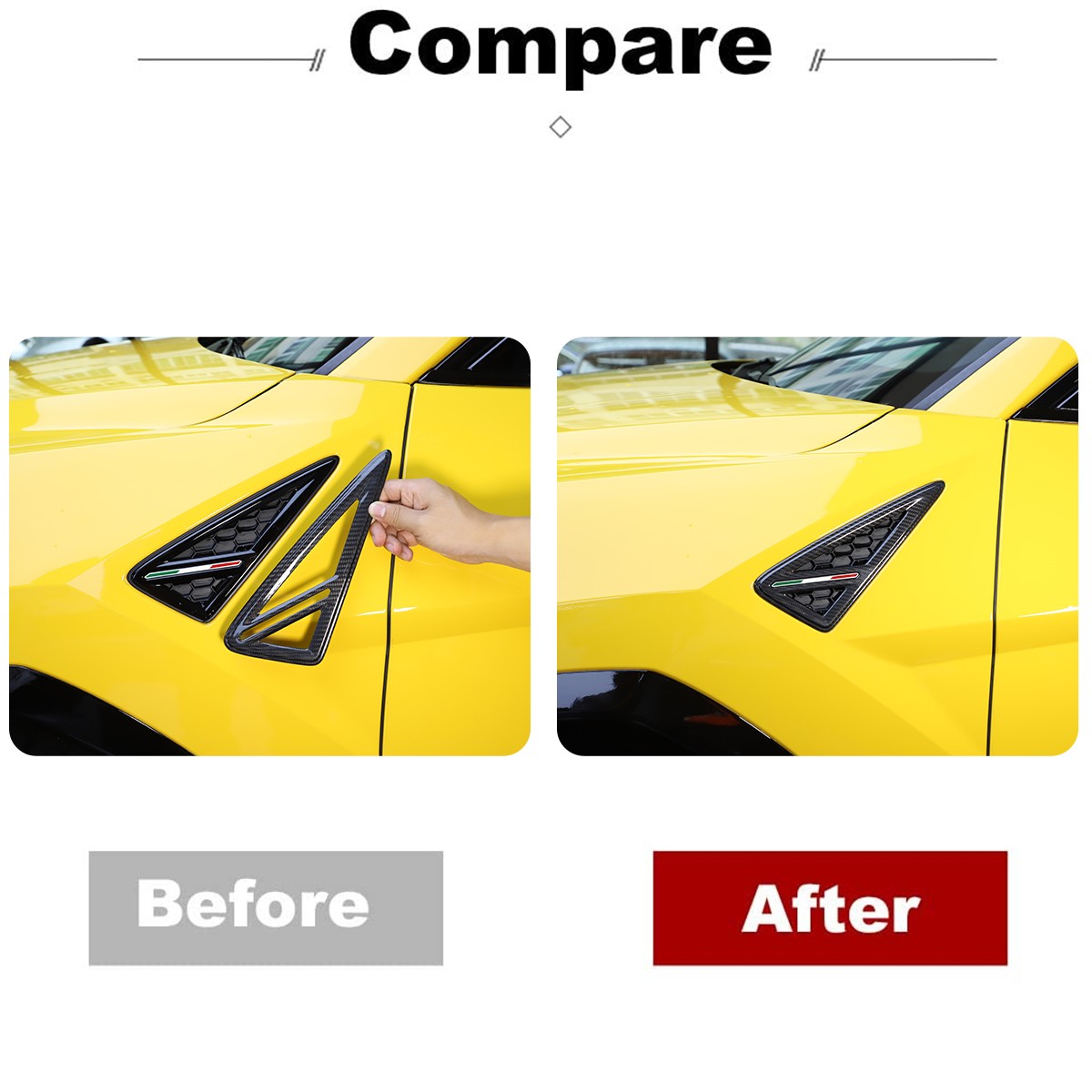 Real Carbon fiber Side Fender Vent Air Wing Trim For Lamborghini URUS 18-23 US