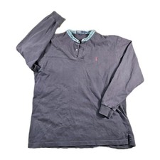 Polo by Ralph Lauren Sweatshirt Denim Collar Navy Blue Red Pony Cotton Vtg