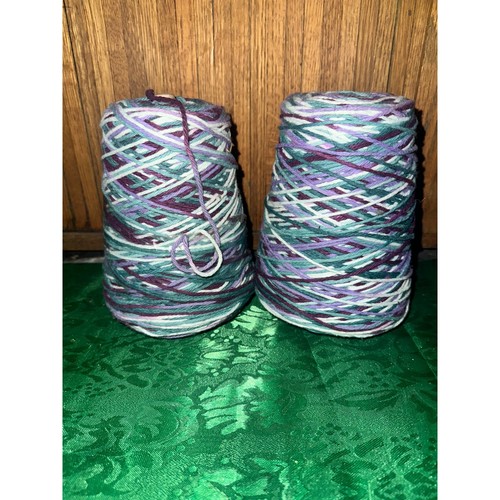 Variegated Jewel Tones Knitting Yarn Cones Set of 2