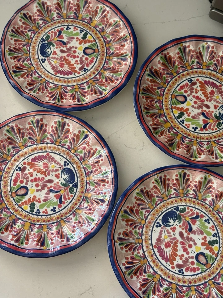 "Juego de 4 platos de melamina Pottery Barn de 8"" estilo español Del Sol" Foto 3 de 4