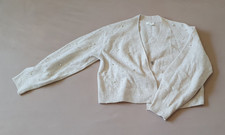 H&M Damen Strickjacke M Weiß Strick V-Aussch...