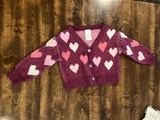 Vintage Toddler Knitted Cardigan Sweater Jumping Beans Colorful Hearts. 3T