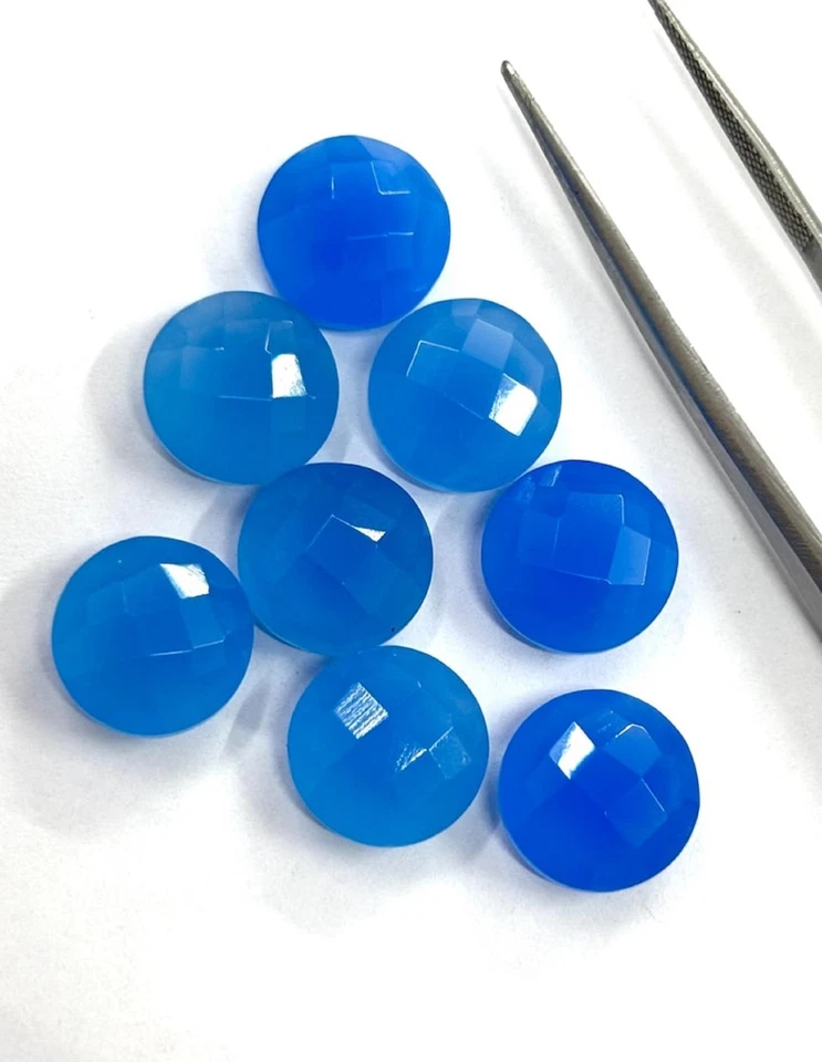 Natural Blue Chalcedony Round Briolette Cut Gemstone for Soft Bright Jewelry - Image 2 of 4