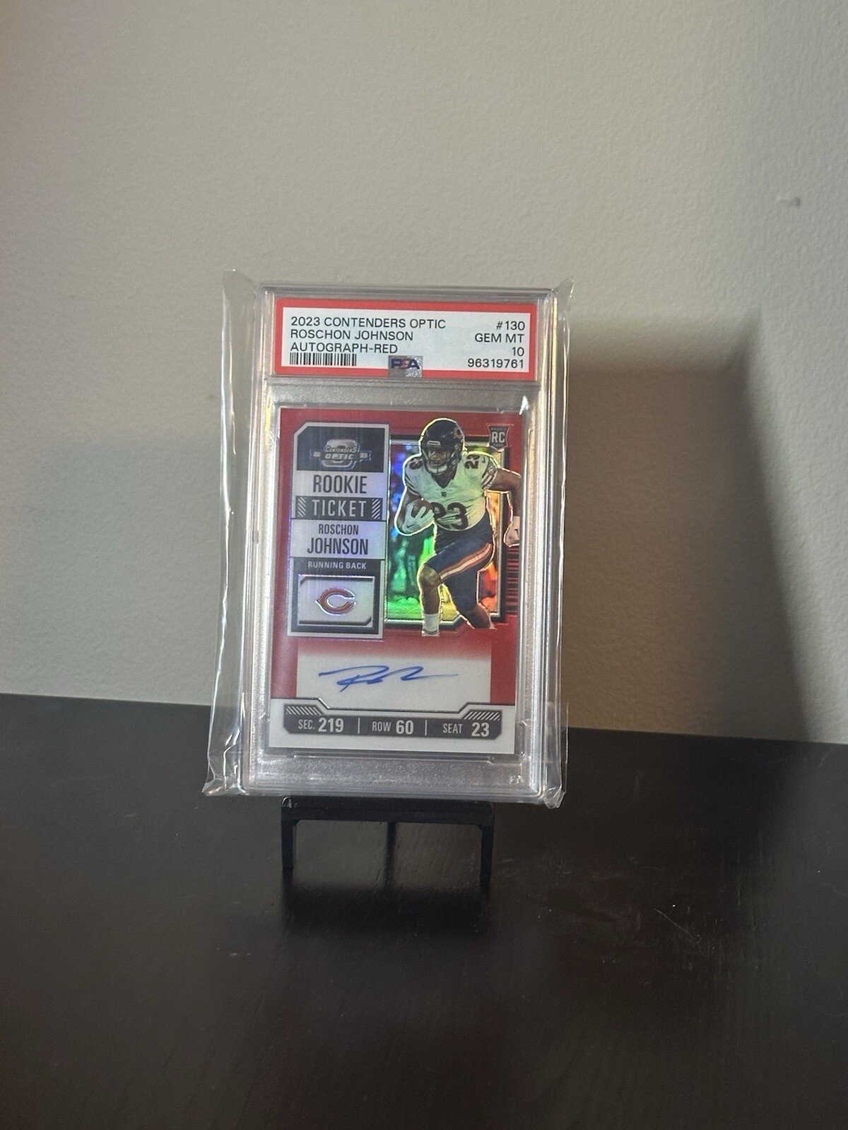 PSA 10 2023 Contenders Optic Roschon Johnson Red Rookie Ticket Auto /175