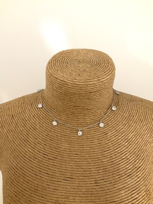 Funkelnder Tropfen Stein Meterware Bahnhof Choker Halskette 14k Gold Vermeil