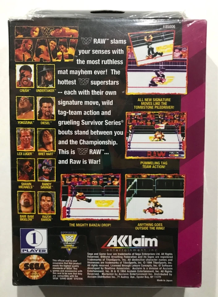 WWF RAW Sega Game Gear Brand New Factory Sealed - Image 2 of 4