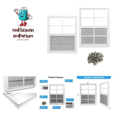 2 Pack Shed Window, 24" x 27" Flush Mount Window with Tempered Glass and Fibe...