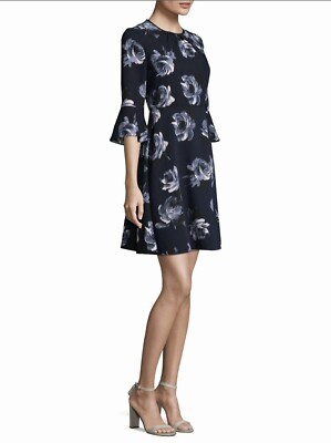 blue white print dress Sophia Midi Dress in Blue and White Floral