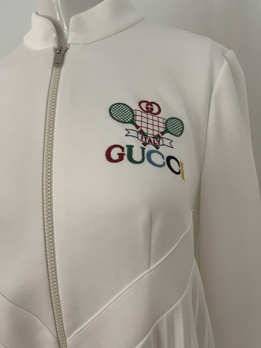 AUTH.GUCCI GUCCI Embroidered Technical Jersey White Pleated