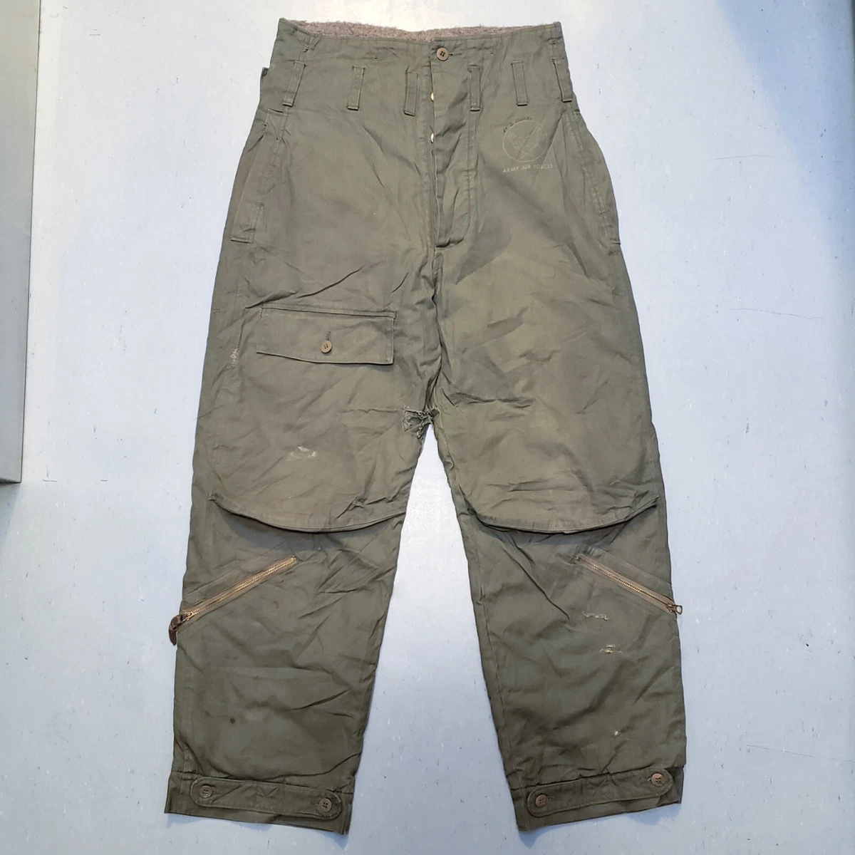 WW2 40s USAAF A-9 Pants ID'd Named Airforce Alpaca Lined Green Sz 36 RARE