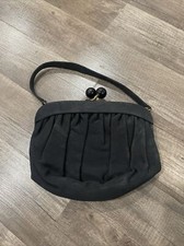 Vintage 1950-60s Mm Morris Moskowitz Floral Black Formal Clutch Mini Bag Purse