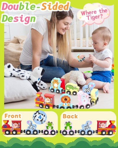 11 Pcs Magnetic Train Set Montessori Toys for 1 2 3 Years Old Toddlers Boys Girl - Picture 3 of 6
