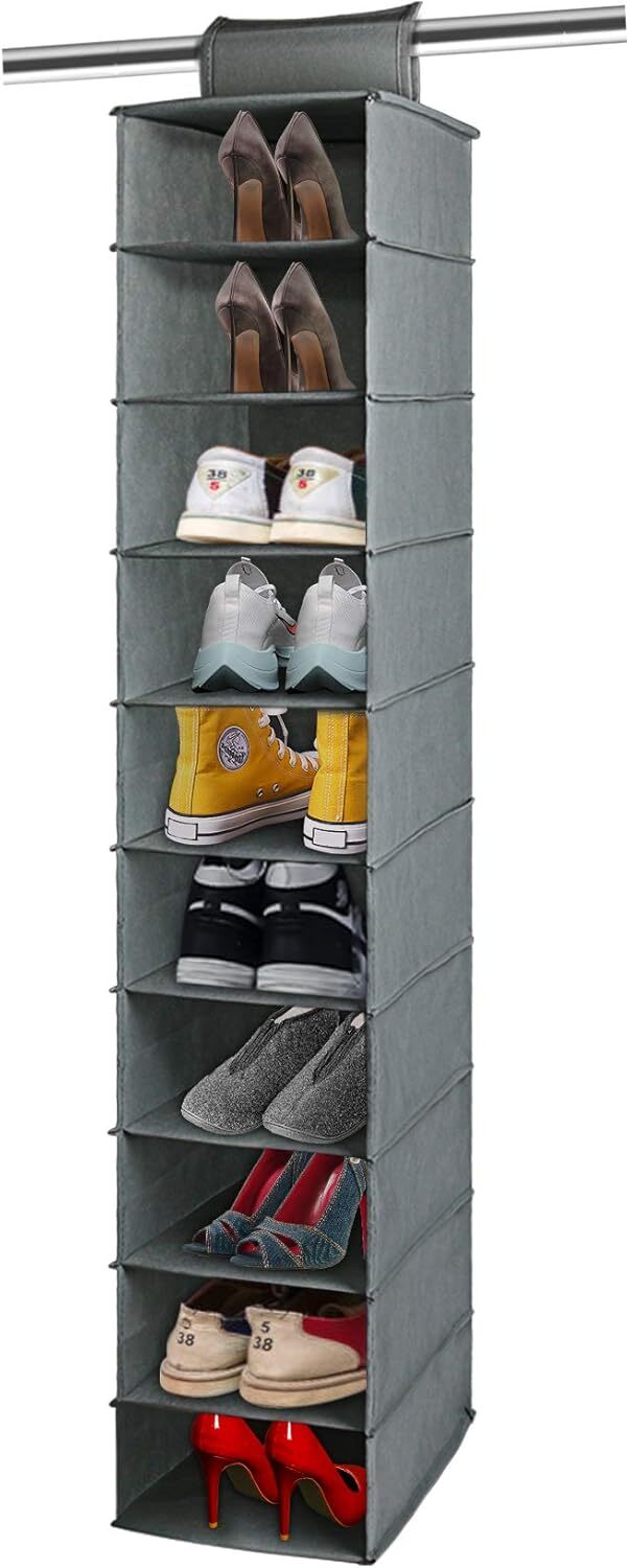 10-Shelf Hanging Closet Shoe Organizer Space Saver-image