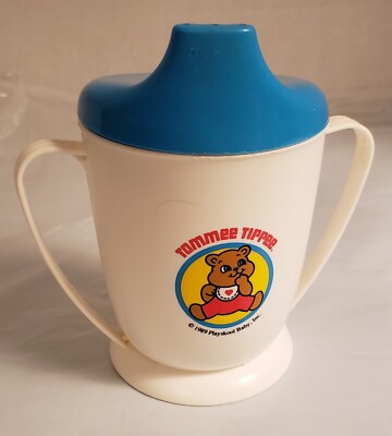 Playskool Sippy Cup Tommee Tippee Vtg 1987 Plastic Measurements on one Side 4 in