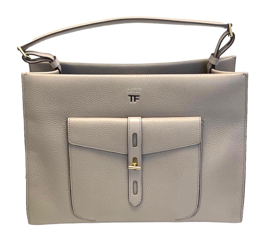 $3270 TOM FORD Hollywood T Twist Leather Tote Large Handle Bag
