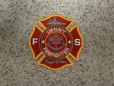 CUSTOM MADE Embroidered US Navy Firefighter Patch- 4 in. IRON ON