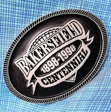 Bakersfield California 100 Year Belt Buckle 1898 1998 Centennial Vintage .DBD855