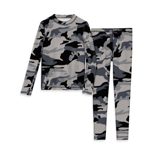 Athletic Works Boys Thermal Underwear Set Gray Camouflage XS 4/5 Soft Boys