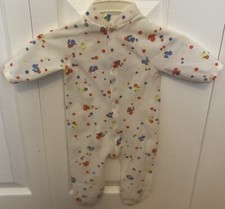 Vintage Kent Baby White W: Ducks PJ Outfit Footed Sleeper Terry Cloth Medium
