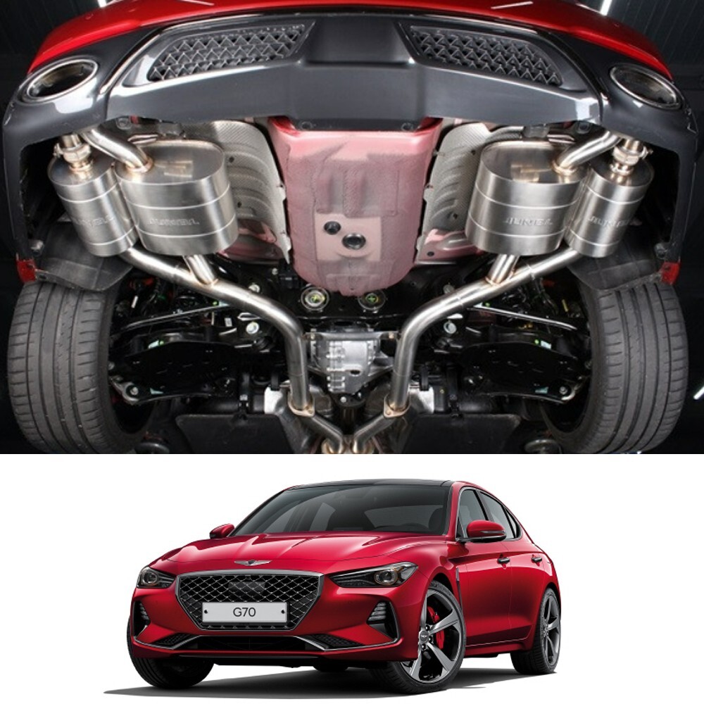 Twin Muffler Exhaust E.V.C PERFORMANCE TYPE FOR HYUNDAI GENESIS G70 ...