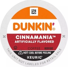 20 Count  - Dunkin Donuts Cinnamania Flavored K Cup Pods Cinnamon Coffee