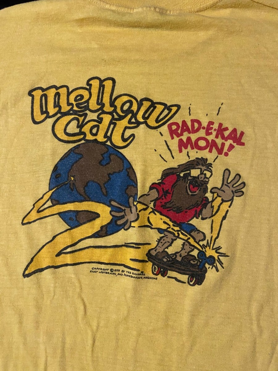 RARE VTG 1979 Mellow Cat Skateboarder Magazine Long Sleeve T-Shirt