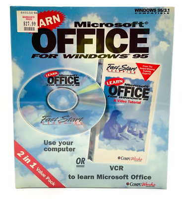 Vintage NEW Microsoft Windows 95 Fast Start Learning CD VCR Video