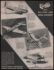 1937 Curtiss Wright Aeroplane Division Photos Military Naval Aircraft Print Ad