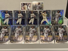 JACKSON CHOURIO (12 CARD ALL BOWMAN LOT) Mojo Refractors, Chrome, Base - Brewers