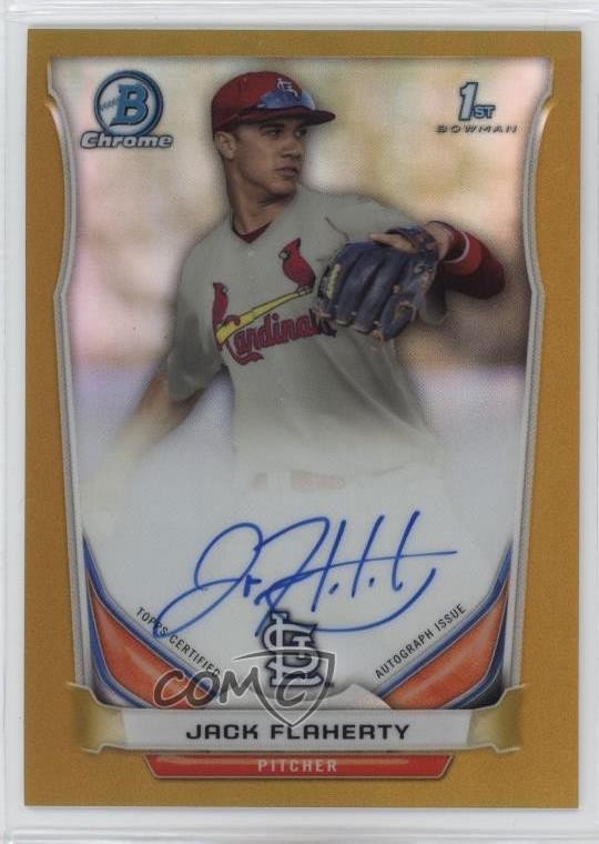 2014 Bowman Draft Chrome Pick Gold Refractor 11/50 Jack Flaherty Auto zr9