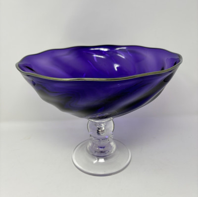 Hand Blown Glass Centerpiece Pedestal Bowl Gabriel Cole Signed Dated 2005 11''