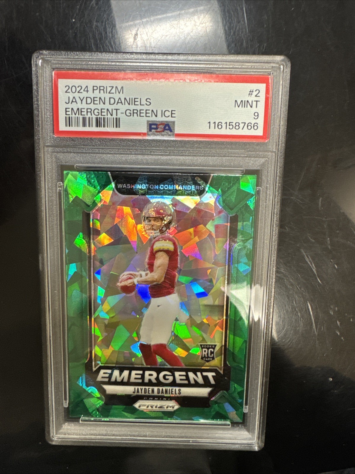 2024 Panini Prizm - Emergent Jayden Daniels #2 Green Ice Prizm (RC)