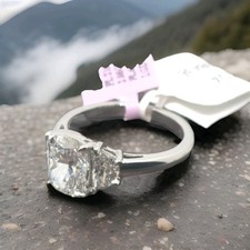 Certified 950 Platinum 2 Ct Lab Grown Genuine Diamond Cushion Cut Solitaire Ring