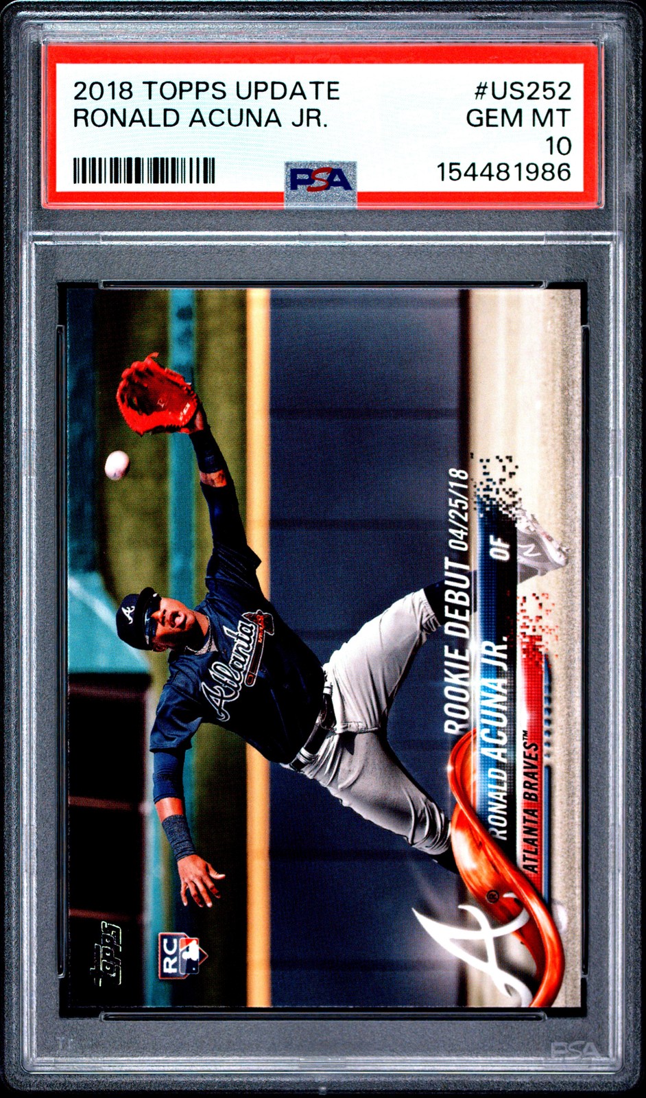 2018 TOPPS UPDATE #US252 RONALD ACUNA JR. ROOKIE RC PSA 10
