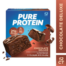 Pure Protein Chocolate Deluxe Bars 20g Protein Low Sugar 12 Count